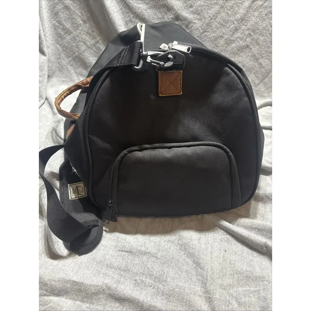 Herschel Supply Co. Novel Duffle Bag Black & Brown Leather With Shoulder Strap